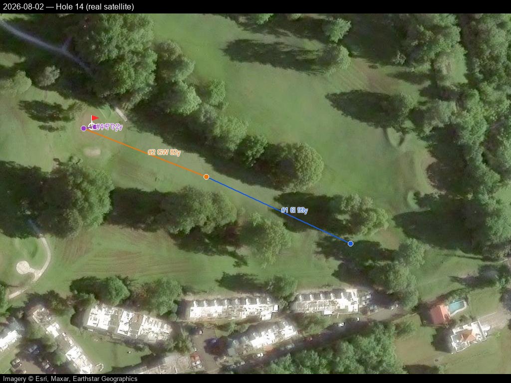 Hole 14, real satellite, 2026-08-02