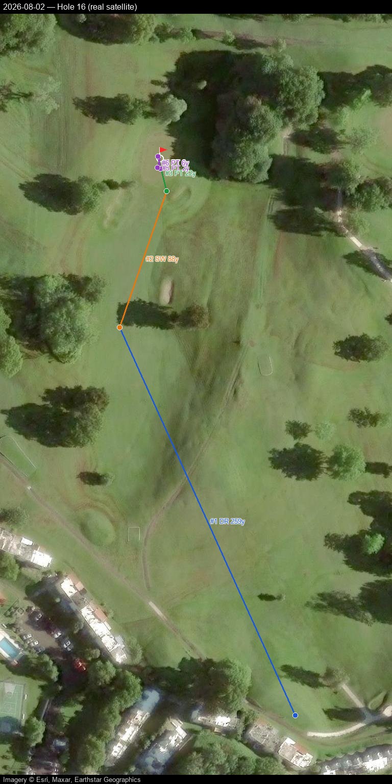 Hole 16, real satellite, 2026-08-02
