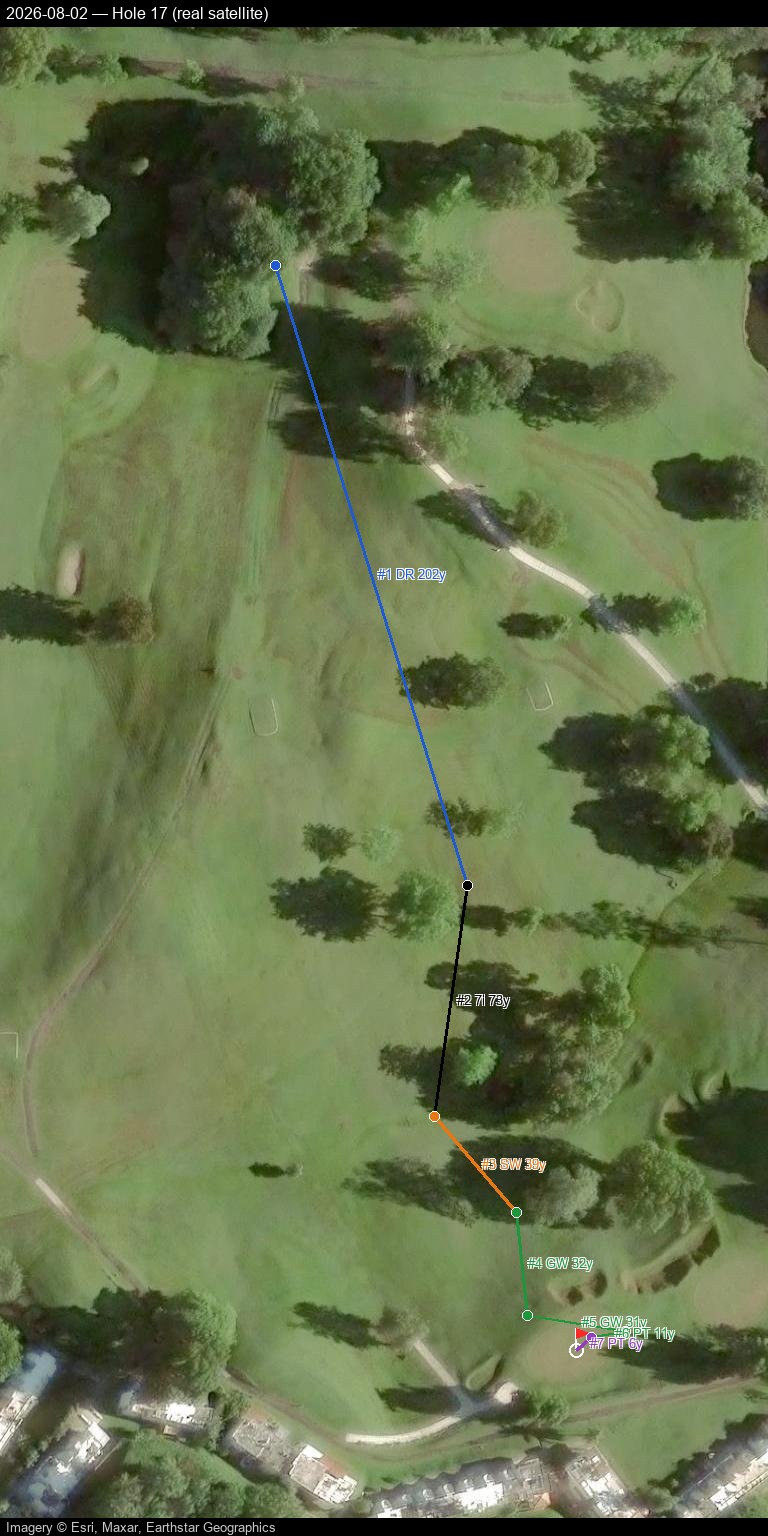 Hole 17, real satellite, 2026-08-02