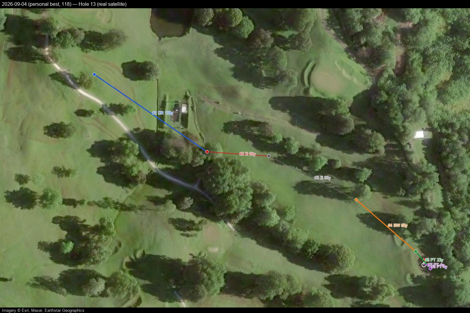 Hole 13, real satellite, 2026-09-04