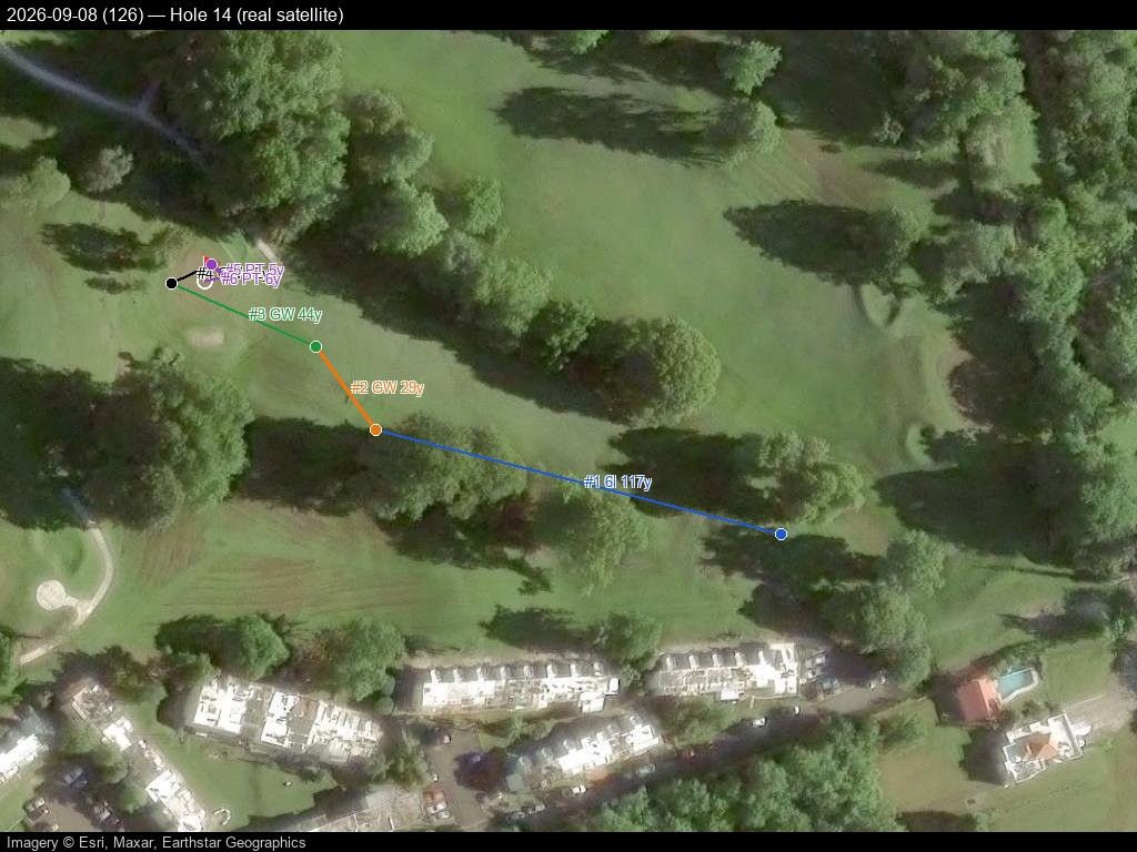 Hole 14, real satellite, 2026-09-08